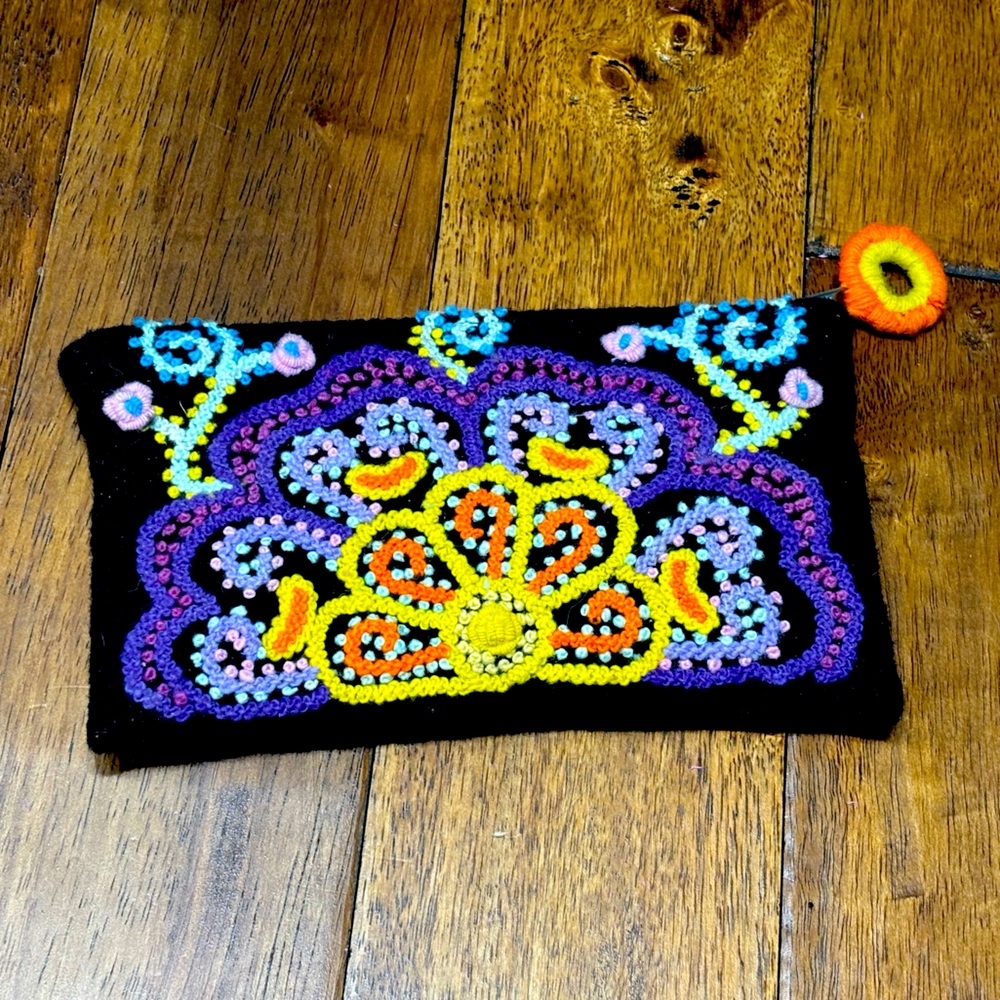 Jenny Krauss Embroidered Black and Purple Needlepoint Bag.